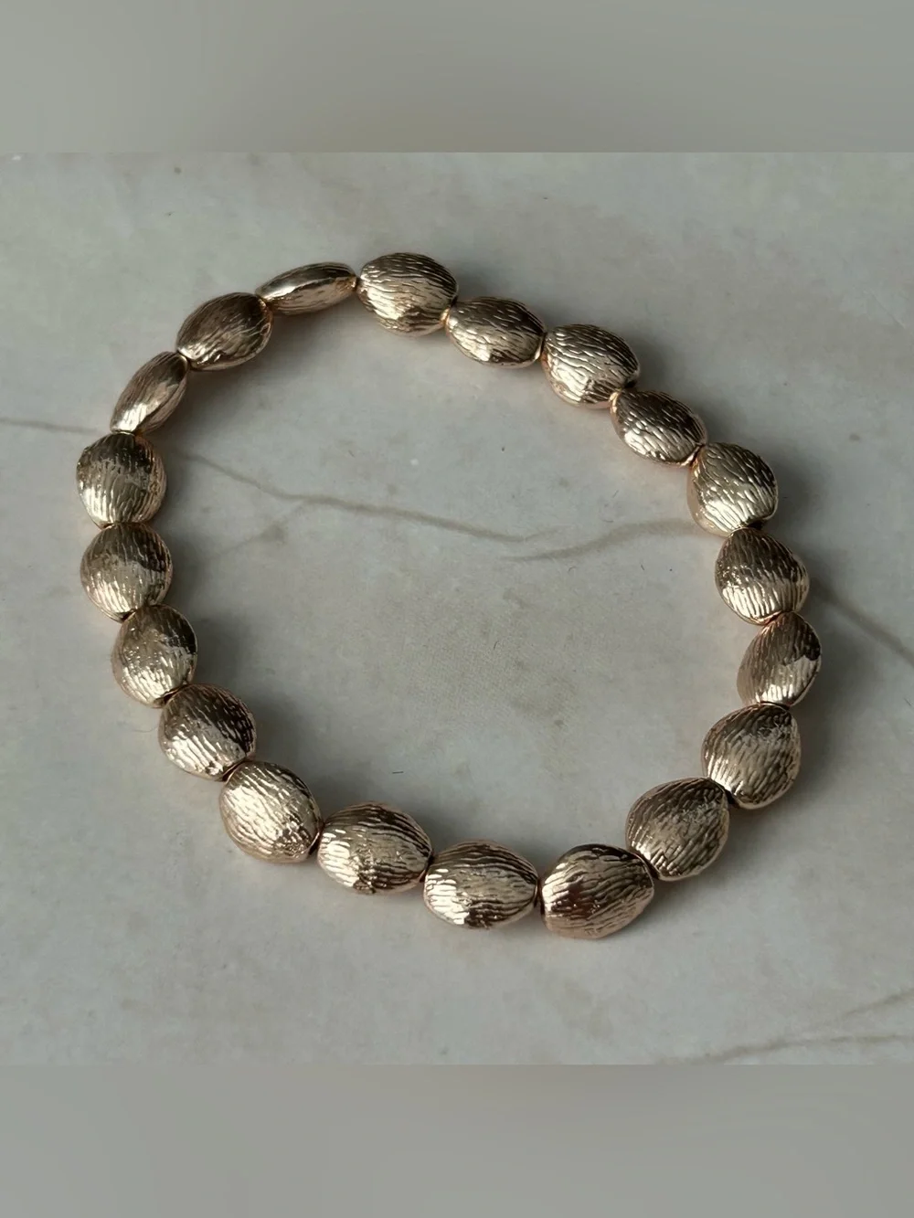 Rose Gold Tone Textured Bead Stretch Bracelet